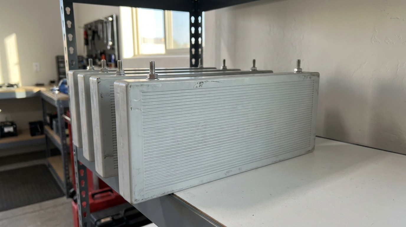 A Toyota Prius 2004–2009 nickel-metal hydride hybrid battery module on a workshop bench